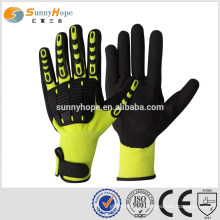 SUNNY HOPE 13gauge yellow cuff impact gloves with TPR